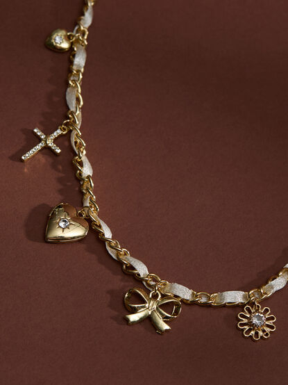 Ribbon & Radiance Charm Necklace - TULLABEE