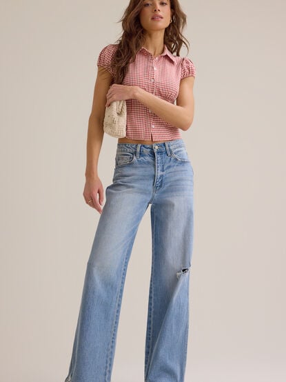 Bonnie Gingham Button Up Top - TULLABEE