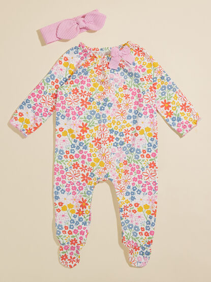 Raelyn Floral Footie and Headband Set by Mudpie - TULLABEE