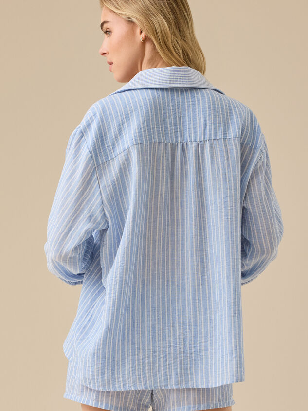Hunter Linen Striped Top Detail 4 - TULLABEE