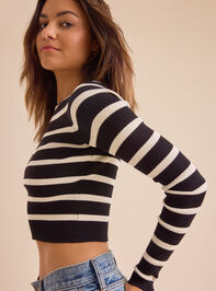 Sophi Striped Boat Neck Top Detail 4 - TULLABEE