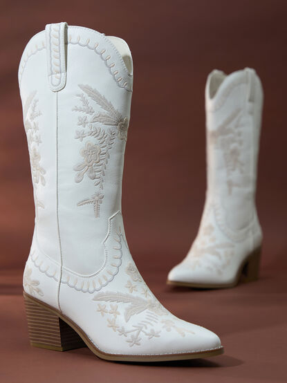 Ella Embroidered Western Boots - TULLABEE
