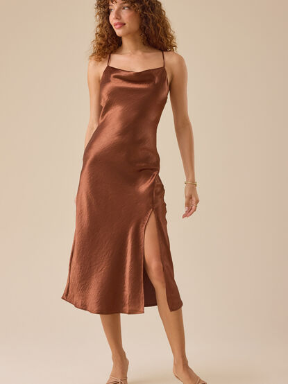 Andrea Satin Maxi Dress - TULLABEE