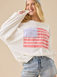 Embroidered Flag Sweatshirt Detail 3 - TULLABEE