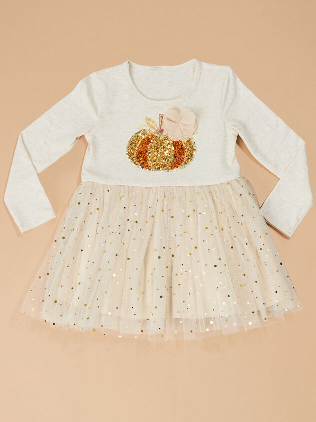 Pumpkin Glitz Dress with Legging Set Detail 2 - TULLABEE