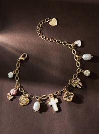 Cross Pearl Charm Bracelet - TULLABEE