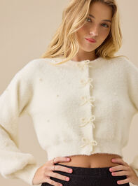 Seraphina Pearl and Bow Cardigan Detail 2 - TULLABEE