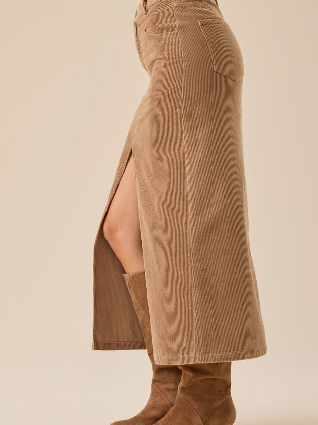 Gabrielle Corduroy Midi Slit Skirt Detail 3 - TULLABEE