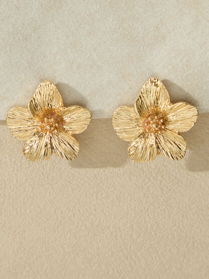 Textured Flower Post Earring - TULLABEE