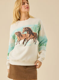 Snowy Horse Pullover Detail 3 - TULLABEE