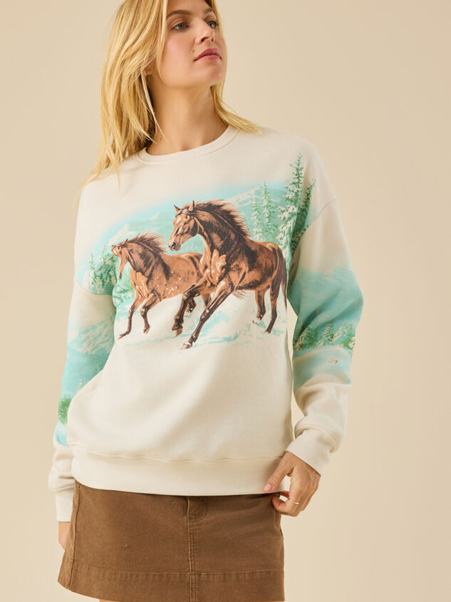 Snowy Horse Pullover Detail 3 - TULLABEE