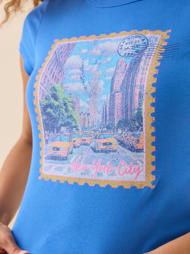 New York Postcard Baby Tee Detail 3 - TULLABEE