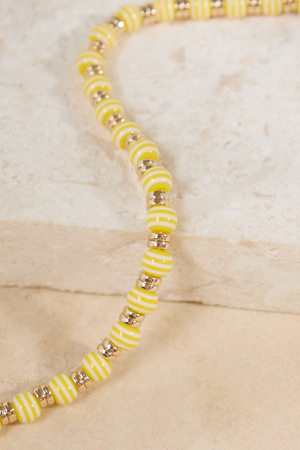 Yellow Stripe Beaded Necklace - Altar'd State - 