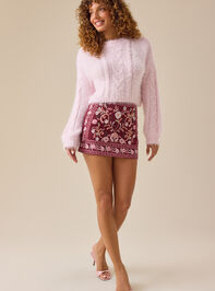 Genevieve Embroidered Suede Mini Skirt Detail 6 - TULLABEE
