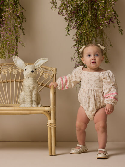 Ella Velvet Trim Floral Bubble - TULLABEE