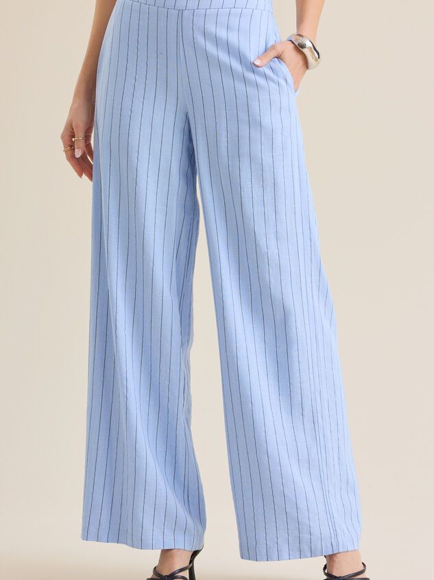 Natalie Striped Linen Pant Detail 2 - TULLABEE