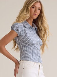 Bonnie Gingham Button Up Top Detail 4 - TULLABEE