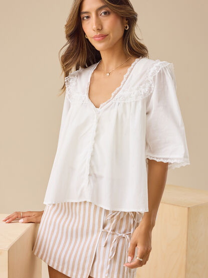 Regan Lace Trim Babydoll Top - TULLABEE