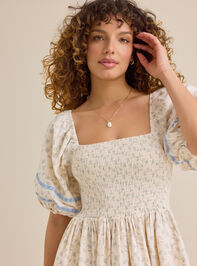 Ella Velvet Trim Floral Mama Dress Detail 2 - TULLABEE