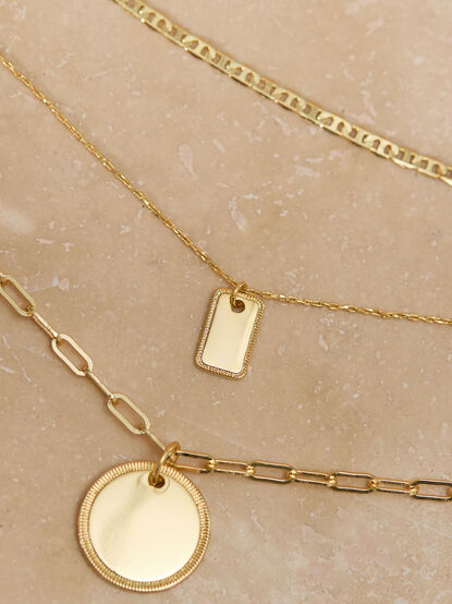 18k Gold Layered Tag Coin Necklace - TULLABEE
