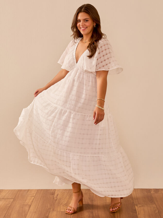 Shona Textured Plaid Maxi Dress Detail 3 - TULLABEE