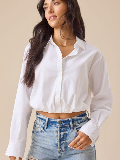 Teagan Banded Hem Button-Up - TULLABEE