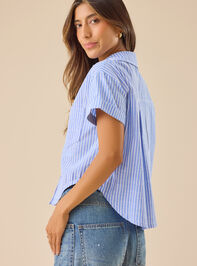 Auden Linen Striped Cropped Blouse Detail 4 - TULLABEE