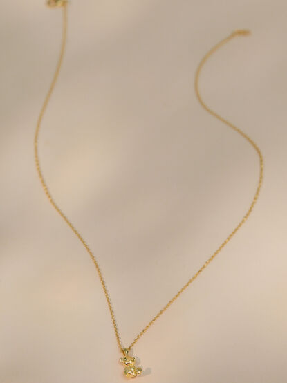18K Gold Teddy Bear Charm Necklace - TULLABEE