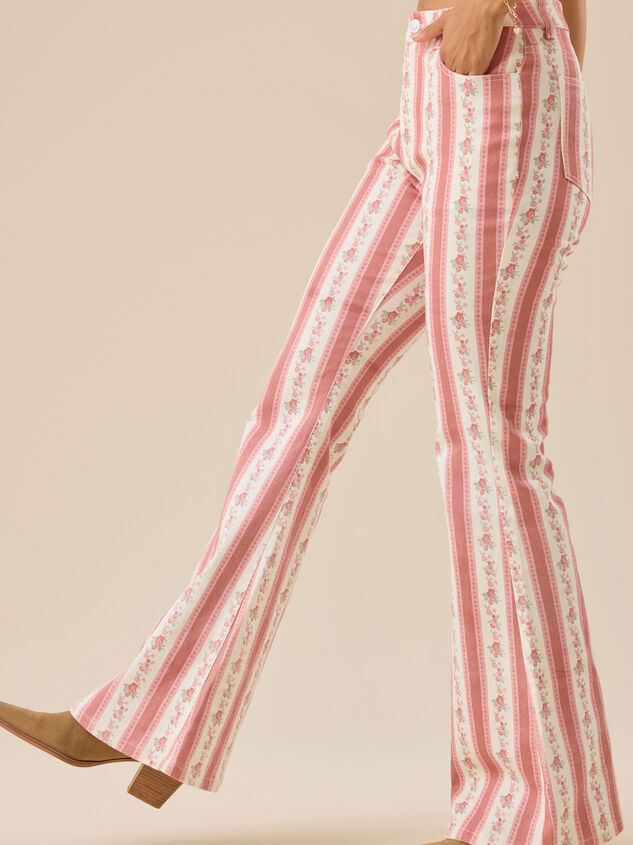 McKenzie Floral Stripe Flare Pant Detail 4 - TULLABEE
