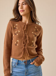 Rowan Embroidered Tie-Front Cardigan - TULLABEE