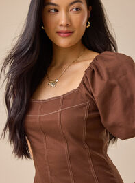 Edie Denim Mini Dress Detail 3 - TULLABEE