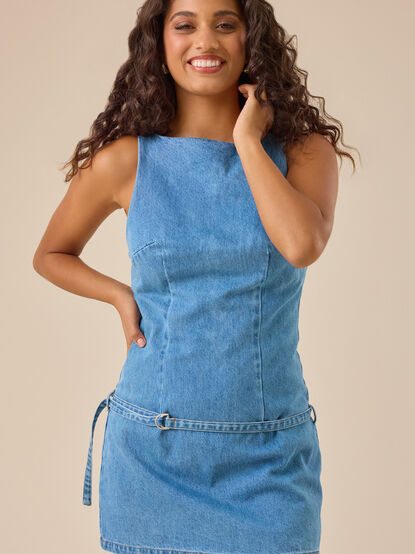 Luca Denim Mini Dress - TULLABEE