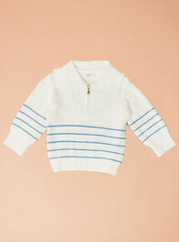 Sawyer Stripe Quarter Zip Sweater - TULLABEE