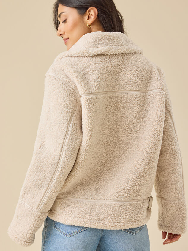 Brianna Sherpa Moto Jacket Detail 5 - TULLABEE