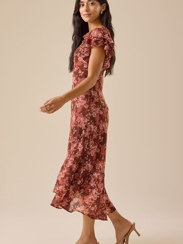 Bria Floral Midi Dress Detail 3 - TULLABEE
