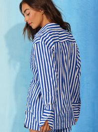Alex Stripe Button Down Top Detail 4 - TULLABEE