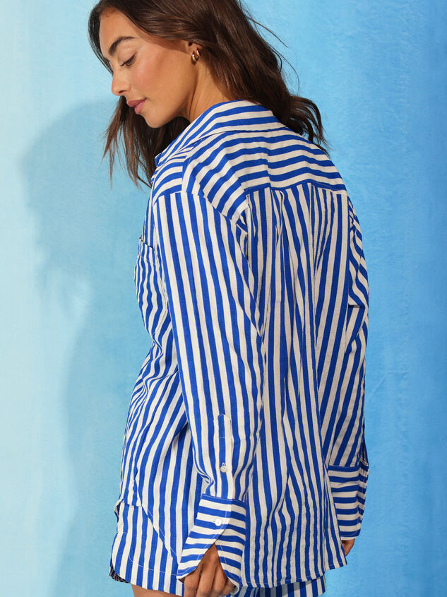 Alex Stripe Button Down Top Detail 4 - TULLABEE