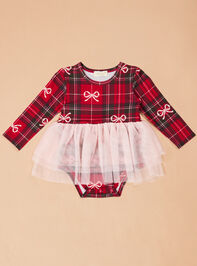 Hadley Bow Plaid Tutu Bodysuit Detail 2 - TULLABEE