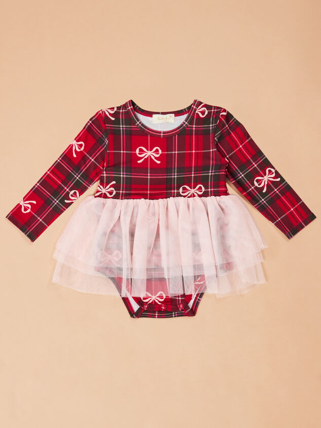 Hadley Bow Plaid Tutu Bodysuit Detail 2 - TULLABEE