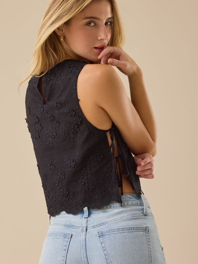 Jaycie Embroidered Side Tie Tank Detail 4 - TULLABEE