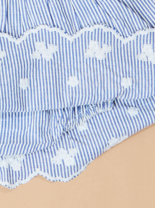 Jane Striped Floral Embroidered Dress Detail 4 - TULLABEE