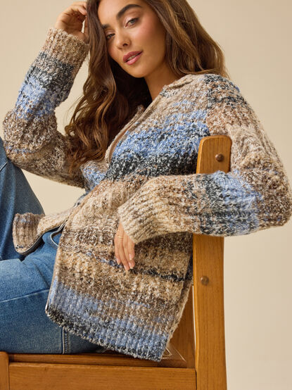Julia Stripe Zip-Up Cardigan - TULLABEE