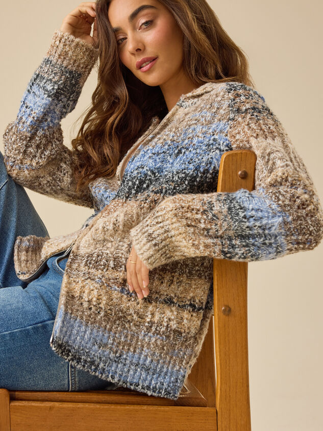 Julia Stripe Zip-Up Cardigan - TULLABEE