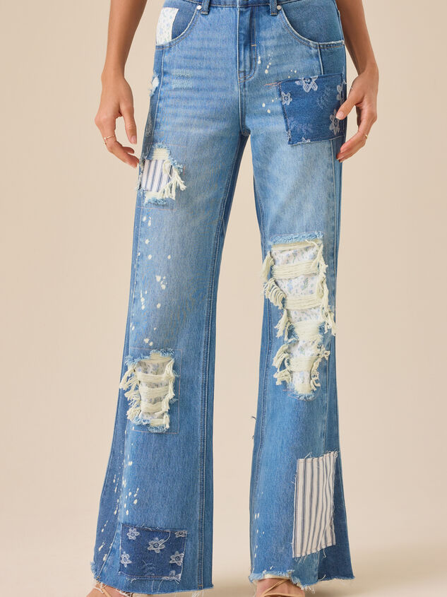 Keri Patchwork Flare Jean Detail 4 - TULLABEE