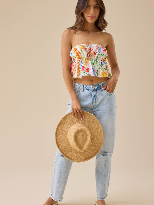 Spencer Postcard Print Tube Top Detail 2 - TULLABEE