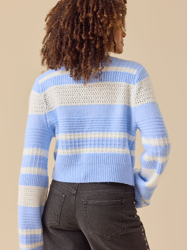 Harbor Stripe Textured Cardigan Detail 3 - TULLABEE