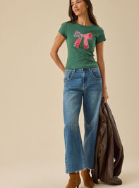 Evergreen Bow Patchwork Tee Detail 3 - TULLABEE