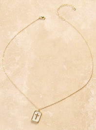 18K Cross Charm Tag Necklace - TULLABEE