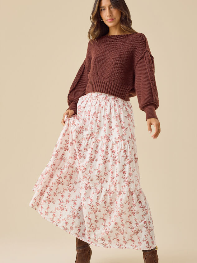 Carol Floral Midi Skirt Detail 4 - TULLABEE