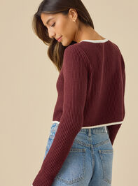 Annistyn Ribbed Tie Front Cardigan Detail 4 - TULLABEE